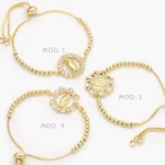 Pulso Ajustable Virgen Guadalupe Zirconias Blancas Chapa de Oro 873
