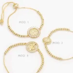 Pulso Ajustable San Benito Zirconias Blancas Chapa de Oro 874