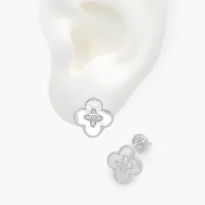 Broqueles Plata .925 Flor Trébol 0125
