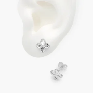 Broqueles Plata .925 Flor Trébol 0126