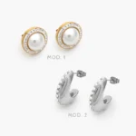 Aretes con Perlas Zirconias Blancas Acero Inoxidable 52
