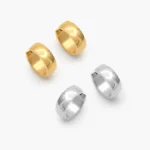 Arracadas Chunky Lisas sin Piedras Acero Inoxidable 291
