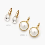 Arracadas Zirconia Blanca Perlas Acero Inoxidable 292