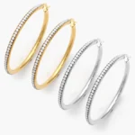 Arracadas Grandes Zirconias Blancas Acero Inoxidable 294