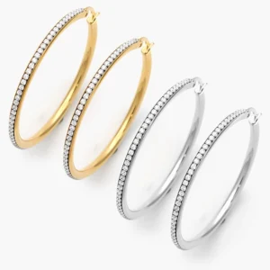 Arracadas Grandes Zirconias Blancas Acero Inoxidable 294