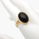 Anillo Piedra Acrílico Negro Acero Inoxidable 681