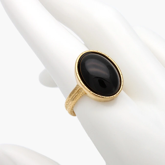 AB0081A Anillo Piedra Acrílico Negro Acero Inoxidable 681 - Image 1