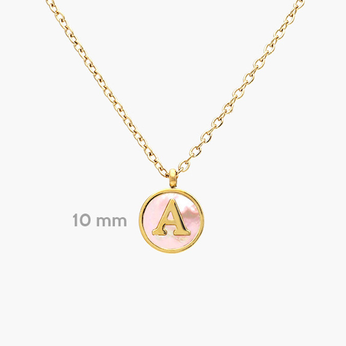 ADI0016 Inicial Acero Inoxidable Madre Perla Rosa 10mm. - Image 1