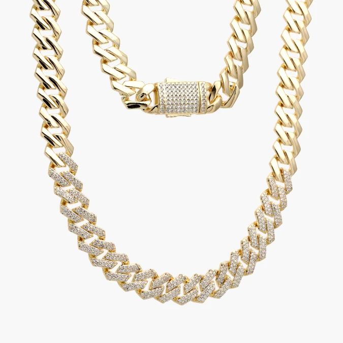 CD0567 Cadena Mónaco 10mm. Zirconias Blancas Chapa de Oro 0567 - Imagen 1