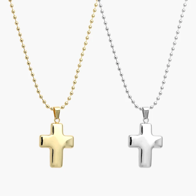 CDR0453 Collar Cruz Chunky Chapa de Oro/Rodio 453 - Imagen 1