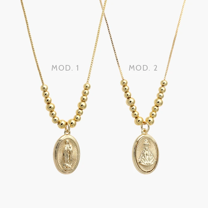 CDR0454 Collar Virgen Guadalupe Chapa de Oro 454 - Imagen 1