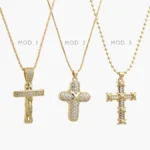 Collar Cruz Zirconias Chapa de Oro 455