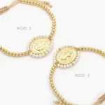Pulso Tejido Ajustable Perlas San Benito Chapa de Oro 319