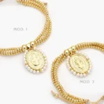 Pulso Tejido Ajustable San Benito Perlas Chapa de Oro 321 - Modelo 1