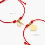 Pulso Tejido Ajustable Rojo Cruz San Benito Virgen Chapa de Oro 337
