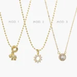 Collar Elefante Zirconias Blancas Chapa de Oro 731 - Modelo 1