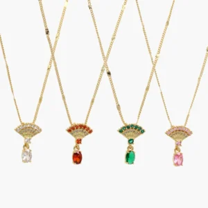 Collar Zirconias Colores Chapa de Oro 732