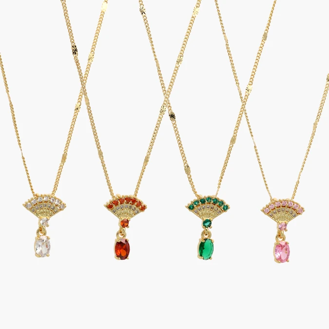CTD0732 Collar Zirconias Colores Chapa de Oro 732 - Imagen 1
