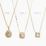 Collar Gota Zirconia Blanca Chapa de Oro 733