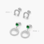 Broqueles Herradura Zirconia Verde Plata .925 244