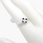 Anillo Flor Trébol Esmalte Verde Plata .925 Mod. 287 - 6