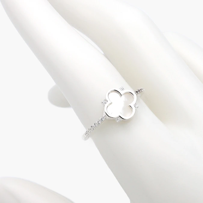 PB0291 Anillo Flor Trébol Madre Perla Plata .925 Mod. 291 - Imagen 1