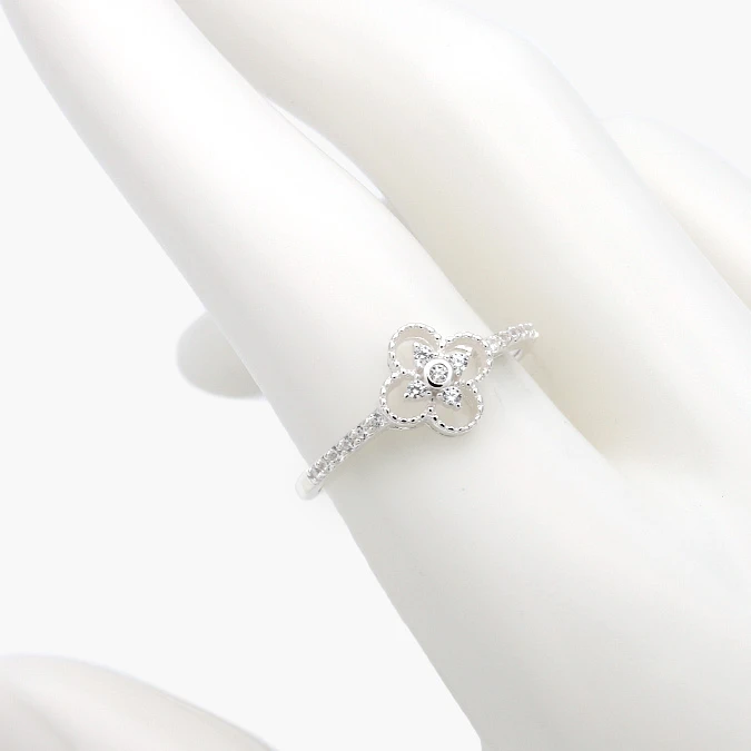 PB0293 Anillo Flor Zirconia Blanca Plata .925 Mod. 293 - Imagen 1