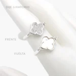 Anillo Flor Trébol Zirconia Giratorio Plata .925 Mod. 305