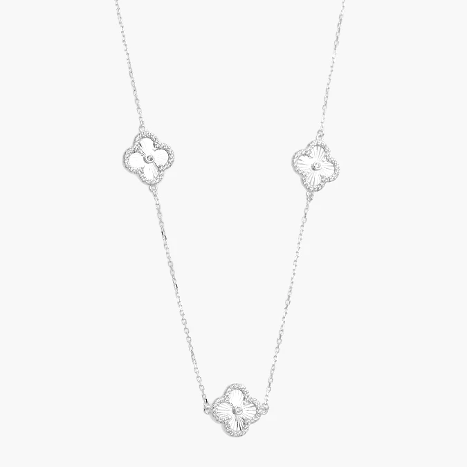 PD0168 Collar Plata .925 Flores Trébol 0168 - Image 1