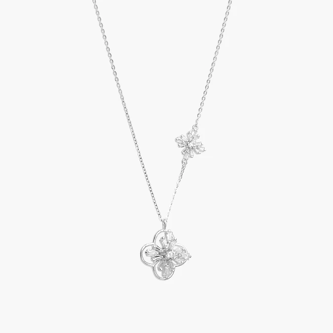 PD0170 Collar Plata .925 Flores Trébol 0170 - Image 1