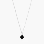 Collar Plata .925 Flores Trébol Negro 0173