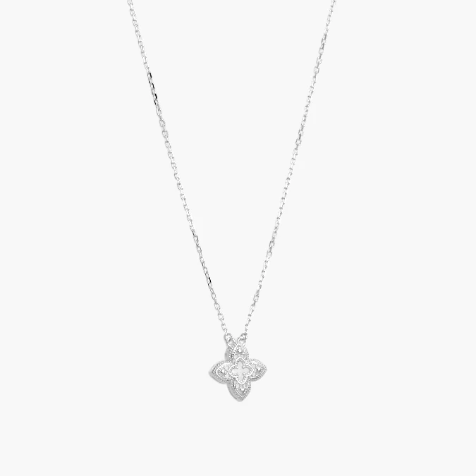 PD0174 Collar Plata .925 Flores Trébol 0174 - Image 1