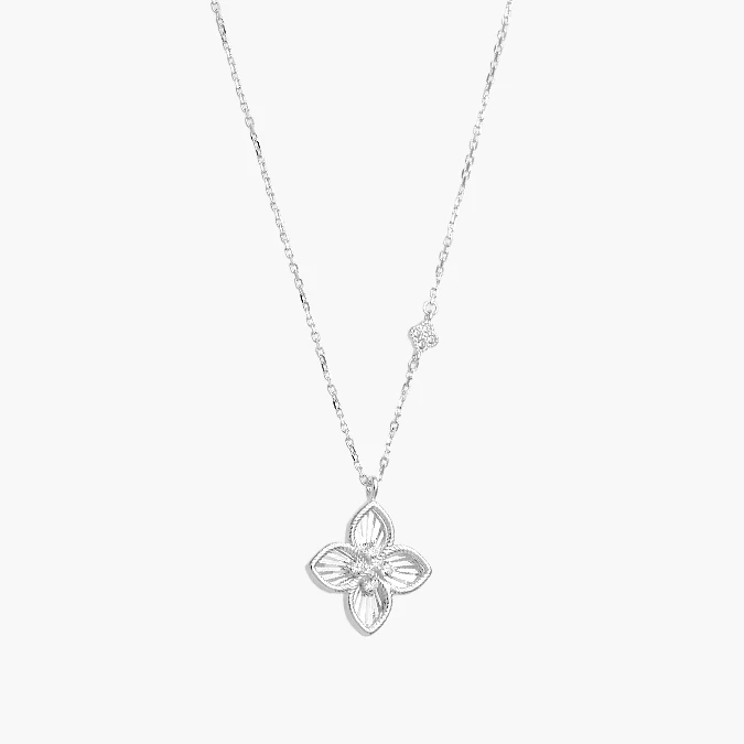 PD0177 Collar Plata .925 Flores Trébol 0177 - Image 1