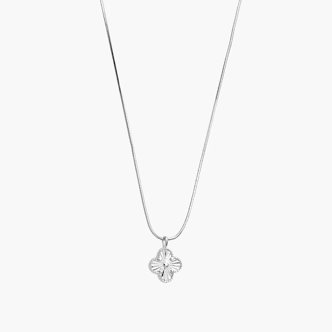 PD0179 Collar Plata .925 Flores Trébol 0179 - Image 1