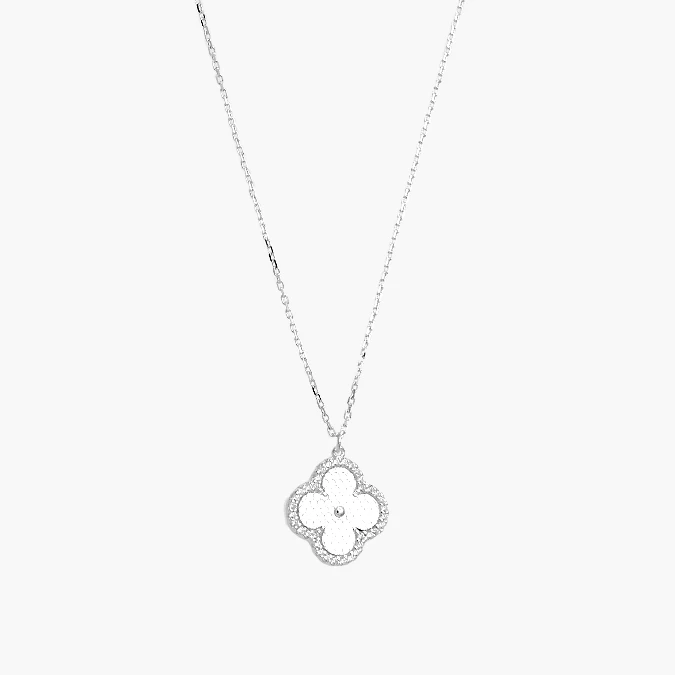 PD0184 Collar Plata .925 Flor Trébol 0184 - Image 1