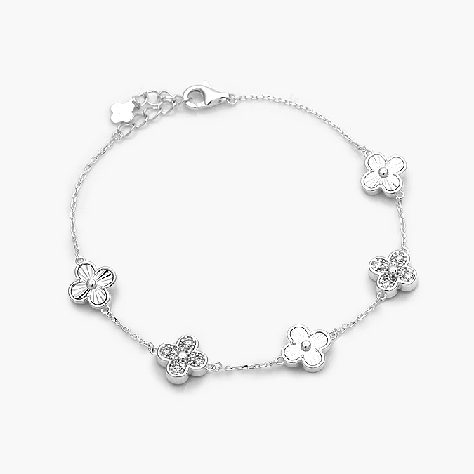 PP0138 Pulso Plata .925 Flores Trébol 0138 - Image 1