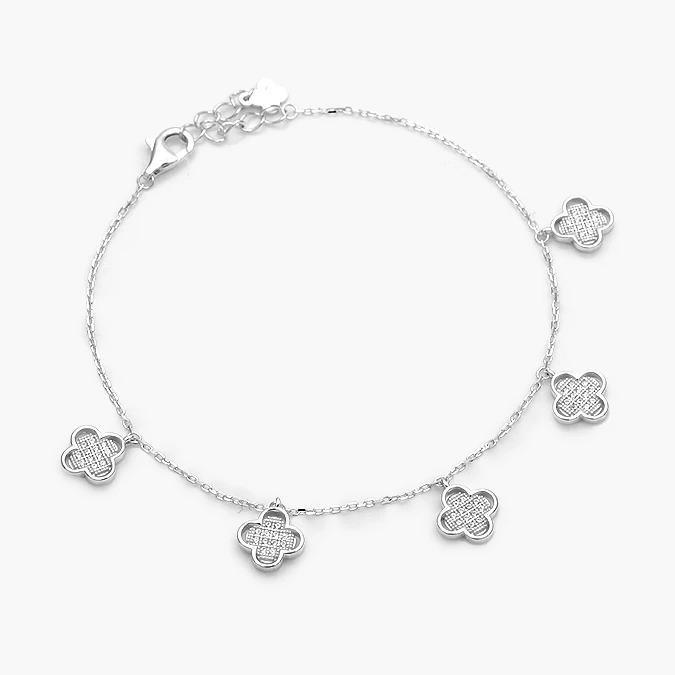 PP0141 Pulso Plata .925 Flores Trébol 0141 - Image 1