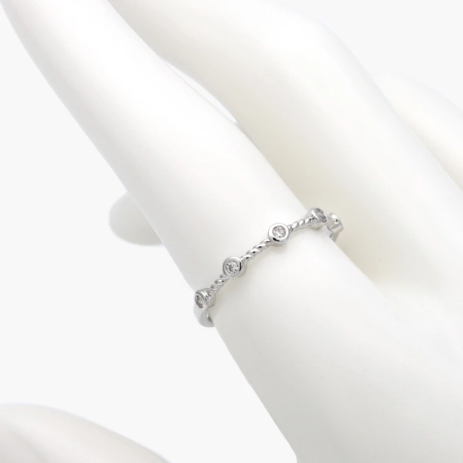 CB0686 Anillo Zirconias Blancas Chapa de Rodio 686 - Imagen 1