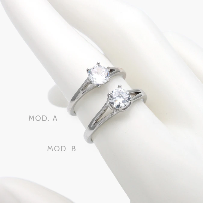 CB0687 Anillo Zirconia Blanca Chapa de Rodio 687 - Imagen 1