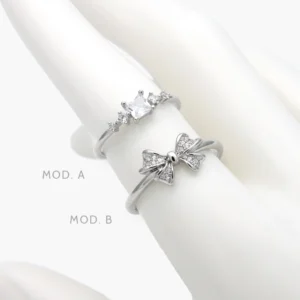 Anillo Moño Zirconia Blanca Chapa de Rodio 691