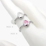 Anillo Gota Zirconia Rosa y Blanca Chapa de Rodio 693