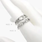 Anillo Eslabones Chapa de Rodio 695