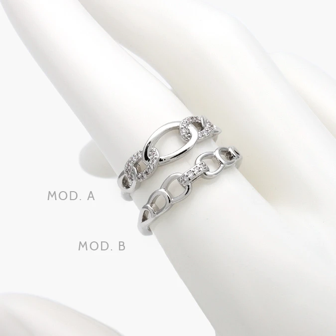CB0695 Anillo Eslabones Chapa de Rodio 695 - Imagen 1
