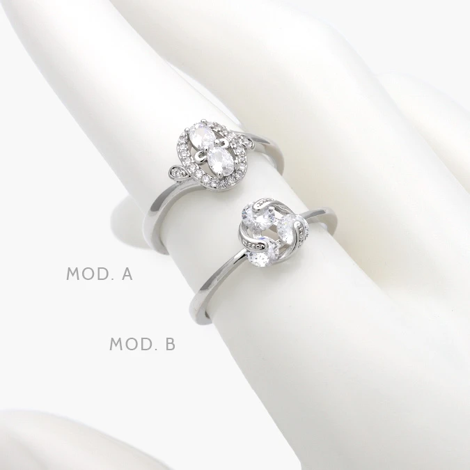 CB0696 Anillo Zirconias Blancas Chapa de Rodio 696 - Imagen 1