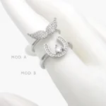 Anillo Alas Herradura Zirconia Chapa de Rodio 698
