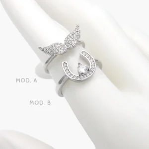 Anillo Alas Herradura Zirconia Chapa de Rodio 698
