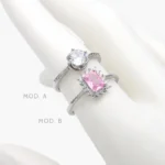 Anillo Zirconia Rosa y Blanca Chapa de Rodio 701