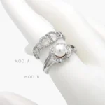 Anillo Perla Eslabones Chapa de Rodio 707