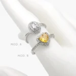 Anillo Corazón Zirconia Amarilla y Blanca Chapa de Rodio 708 - Modelo A - 6