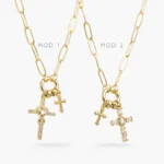 Collar Cruces Zirconias Chapa de Oro 468